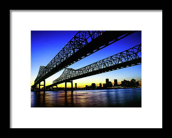 Algiers Framed Print featuring the photograph Walking To New Orleans - Crescent City Connection Bridge, New Orleans, LA by Earth And Spirit