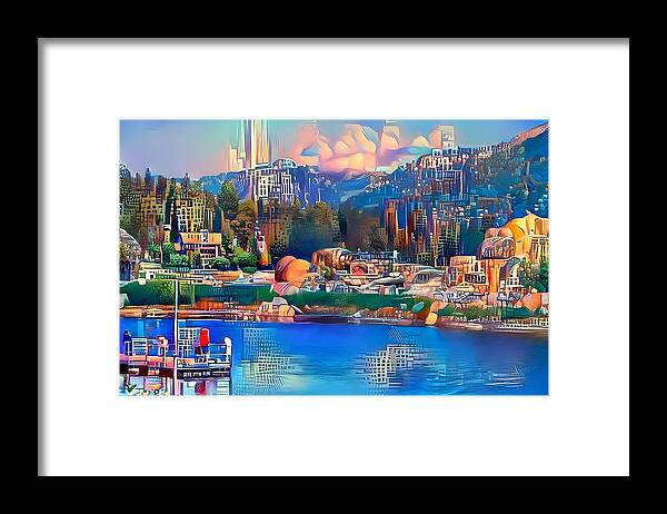 Big Bear Framed Print featuring the mixed media Skyscrapers Meet Countryside by Debra Kewley