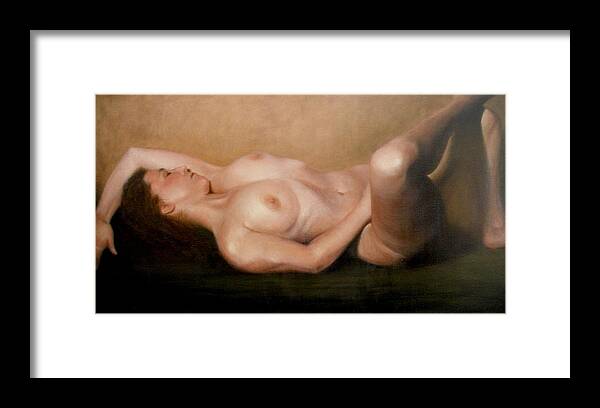 Realism Framed Print featuring the painting Sleeping Diane by Donelli DiMaria