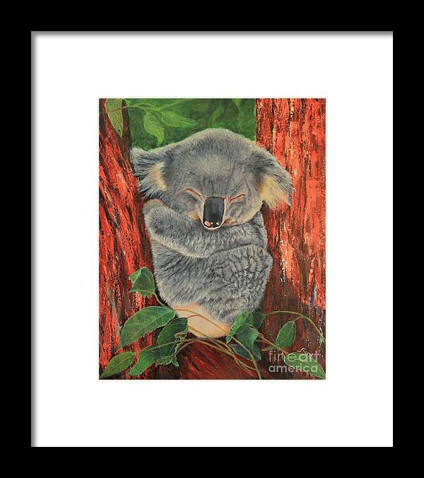 Koala Framed Print featuring the painting Sleeping Koala by Jeanette French