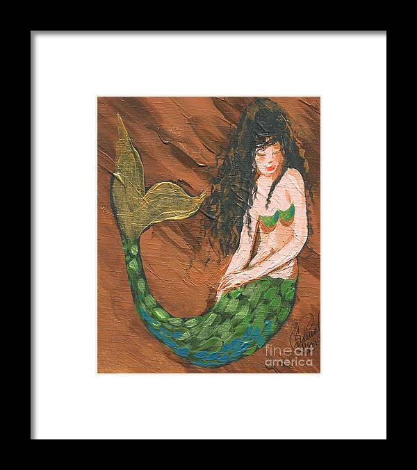 Sea Framed Print featuring the painting Sleeping Mermaid by Follow Themoonart