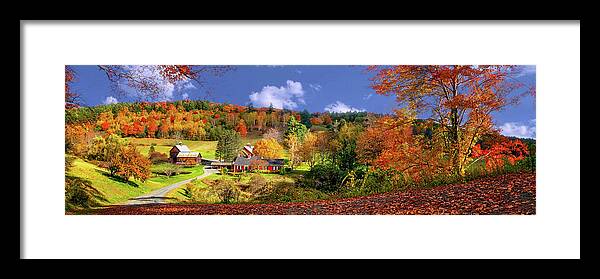 Sleepy Hollow Framed Print featuring the photograph Sleepy Hollow Farm in Vermont Panorama by OLena Art by Lena Owens - Vibrant DESIGN