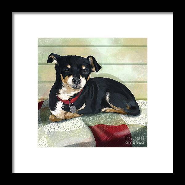 Chihuahua Framed Print featuring the mixed media Sleepy Scout Chihuahua by Shari Warren