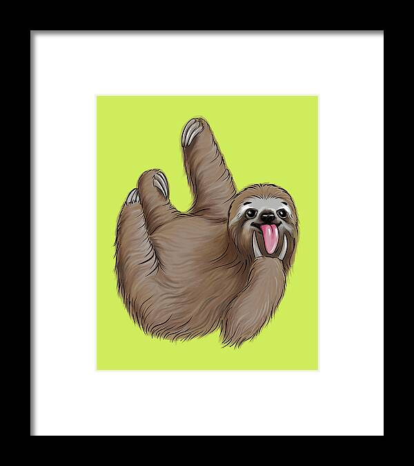 Sloth Framed Print featuring the digital art Sloth Rock by Jindra Noewi