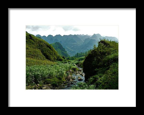 Valley Framed Print featuring the photograph Small river in the mountains of Vietnam by Robert Bociaga