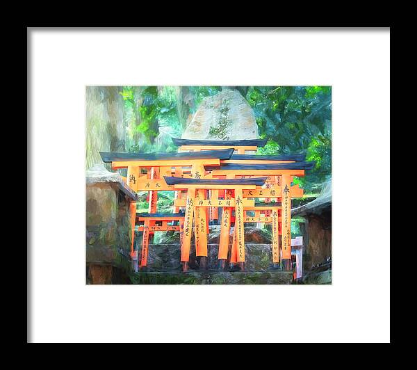 Torii Framed Print featuring the photograph Small Torii Gates Kyoto Japan Artistic by Joan Carroll
