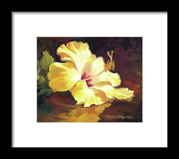 Botanicals Framed Print featuring the painting Small Yellow Hibiscus by Laurie Snow Hein