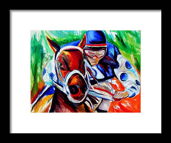 Kentucky Horse Racing Framed Print featuring the painting Smarty Jones by John Gholson