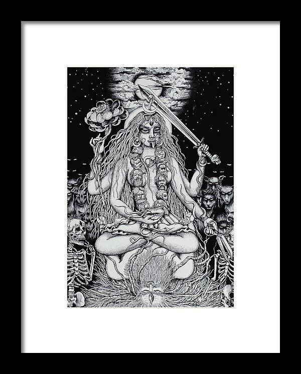 Tara Framed Print featuring the painting Smashan Tara Mahavidya by Vrindavan Das