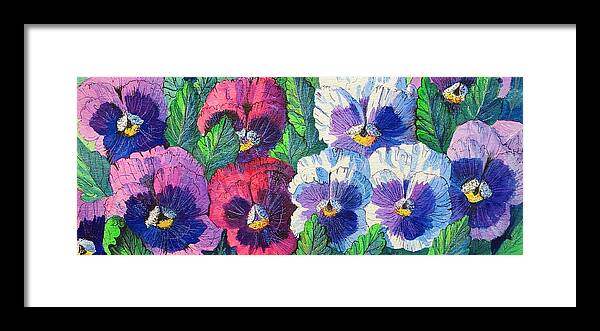 Pansies Framed Print featuring the painting Smiling Pansies by Diane Phalen