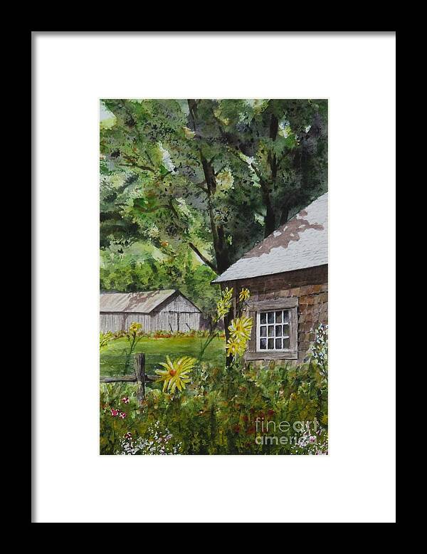 Barns Framed Print featuring the painting Smith House Barns by Joseph Burger