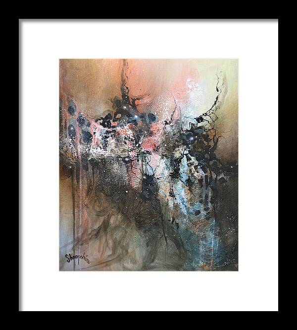 Abstract Framed Print featuring the painting Smoke and Mirrors by Tom Shropshire