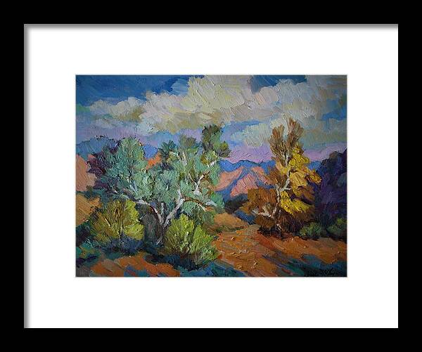 La Quinta Cove Framed Print featuring the painting Smoke Tree and Palo Verde by Diane McClary