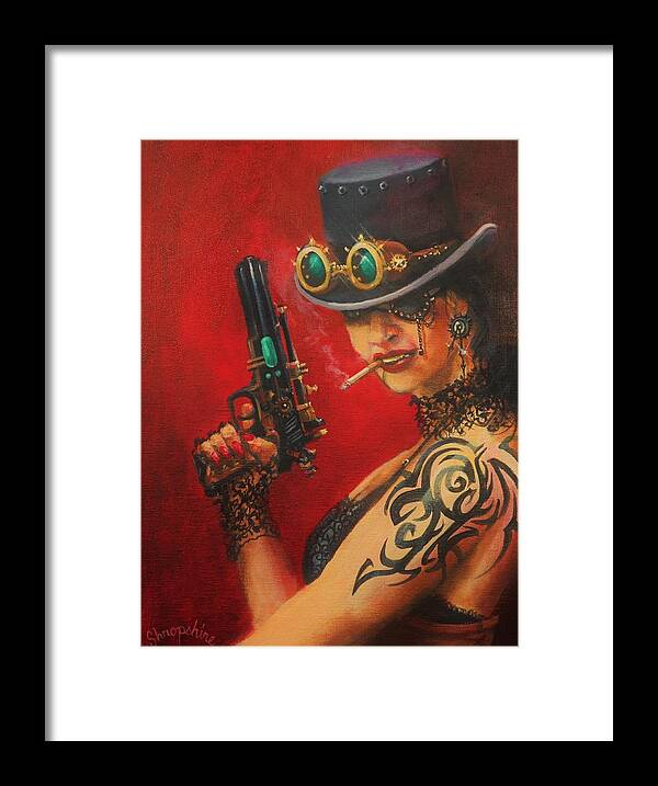 Art Noir Framed Print featuring the painting Smokin' Hot by Tom Shropshire