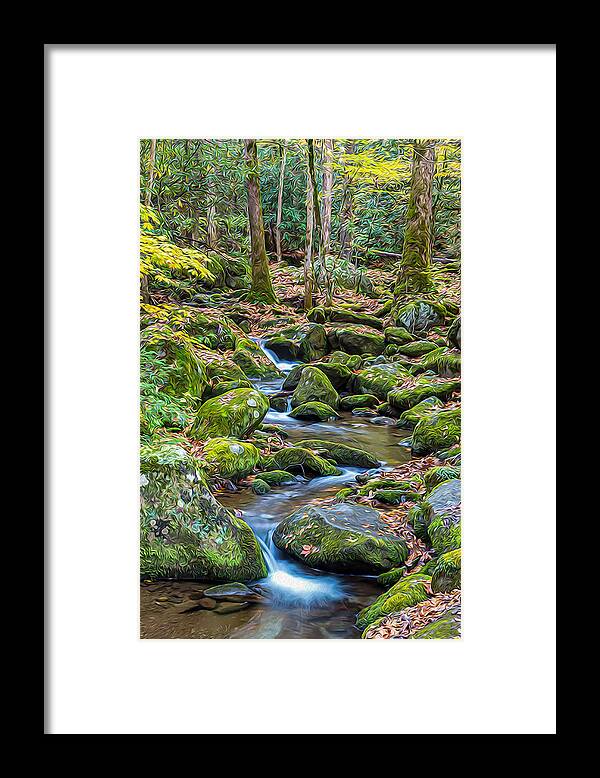 Great Smoky Mountains National Park Framed Print featuring the photograph Smoky Cascade 03 OP by Jim Dollar