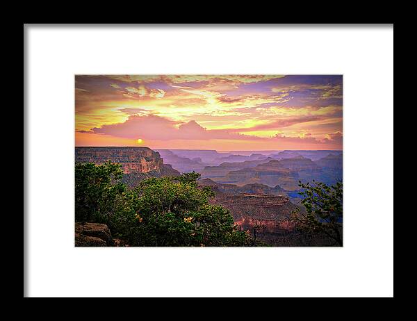 Grand Canyon Framed Print featuring the photograph Smoky Grand Canyon Sunset by Chance Kafka