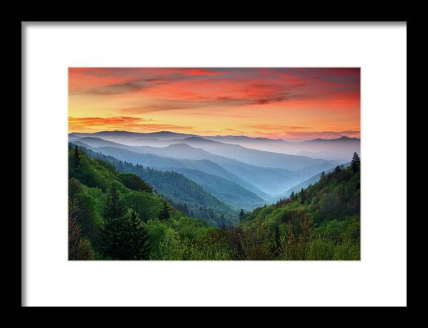 #faatoppicks Framed Print featuring the photograph Smoky Mountains Sunrise - Great Smoky Mountains National Park by Dave Allen