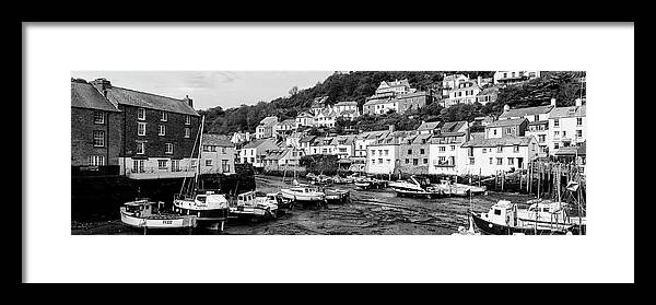Coast Framed Print featuring the photograph Smugglers Cove Polperro Fishing Harbour Black and White 3 by Sonny Ryse