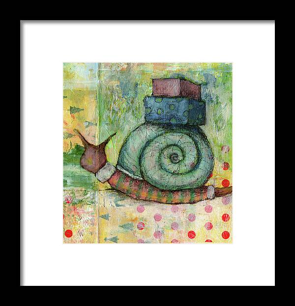 Snail Framed Print featuring the mixed media Snail Mail by AnneMarie Welsh