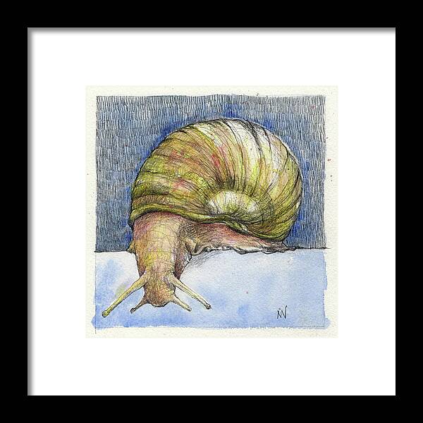 Snail Framed Print featuring the mixed media Snail Search by AnneMarie Welsh