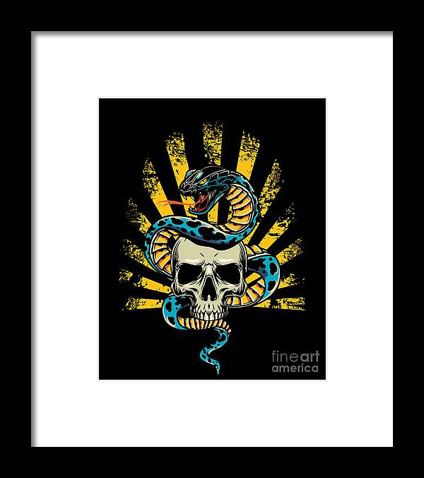 Gift Framed Print featuring the digital art Snake Skull Terrarium Reptile Animal Pet Gift by Thomas Larch