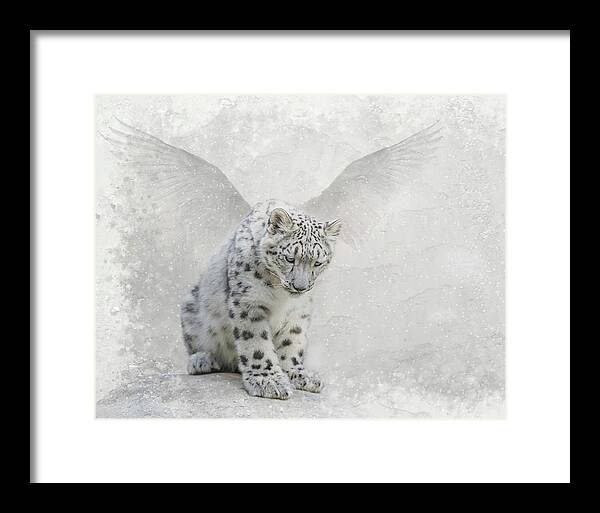 Snow Leopard Framed Print featuring the digital art Snow Angel by Nicole Wilde