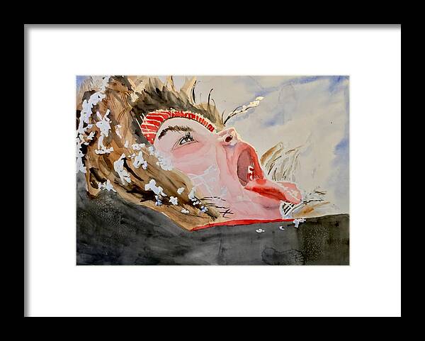 Watercolor Framed Print featuring the painting Snow Catcher by Bryan Brouwer