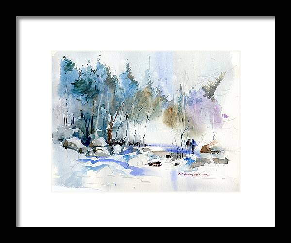New England Scenes Framed Print featuring the painting Snow Covered Stream by P Anthony Visco