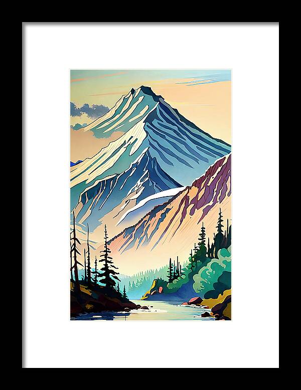 Mount St. Helens Framed Print featuring the digital art Snow by Gabriel Cusmir