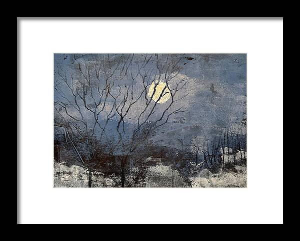 Moon Framed Print featuring the painting Snow Moon by Lisa Curry Mair