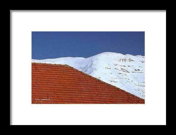 Lebanon Framed Print featuring the photograph Snow On A Rooftop, Lebanon by Marc Nader