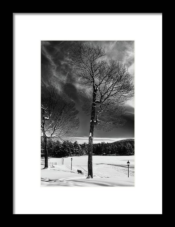 Snow On The Pond Framed Print featuring the photograph Snow on the Pond by David Patterson