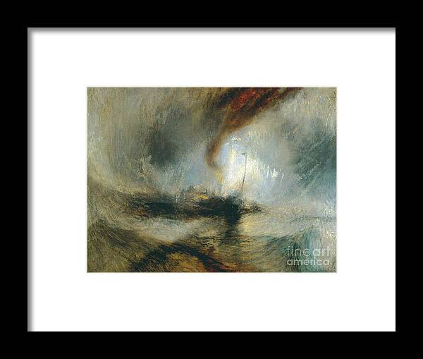J.m.w. Turner Framed Print featuring the painting Snow Storm, Steam-Boat off a Harbour's Mouth by William Turner