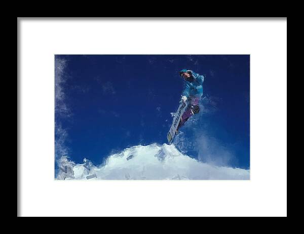 Burton Framed Print featuring the painting Snowboarder by Gary Arnold