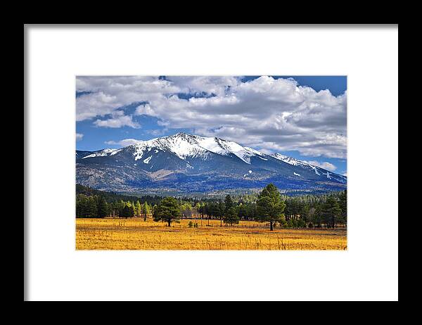 Humphreys Peak Framed Print featuring the photograph Snowcapped Humphreys Peak, Flagstaff AZ by Chance Kafka
