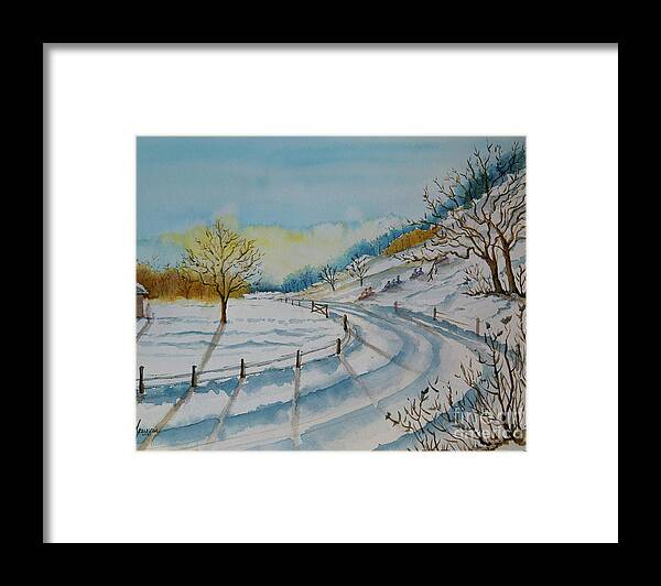 Aparnagallery Framed Print featuring the painting Snowed In by Aparna Pottabathni
