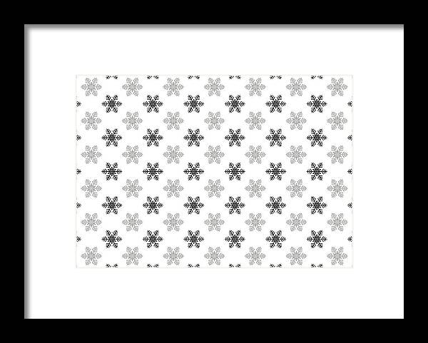 Snowflake Patterns Framed Print featuring the digital art Snowflake Pattern in Black and White by Eclectic at Heart