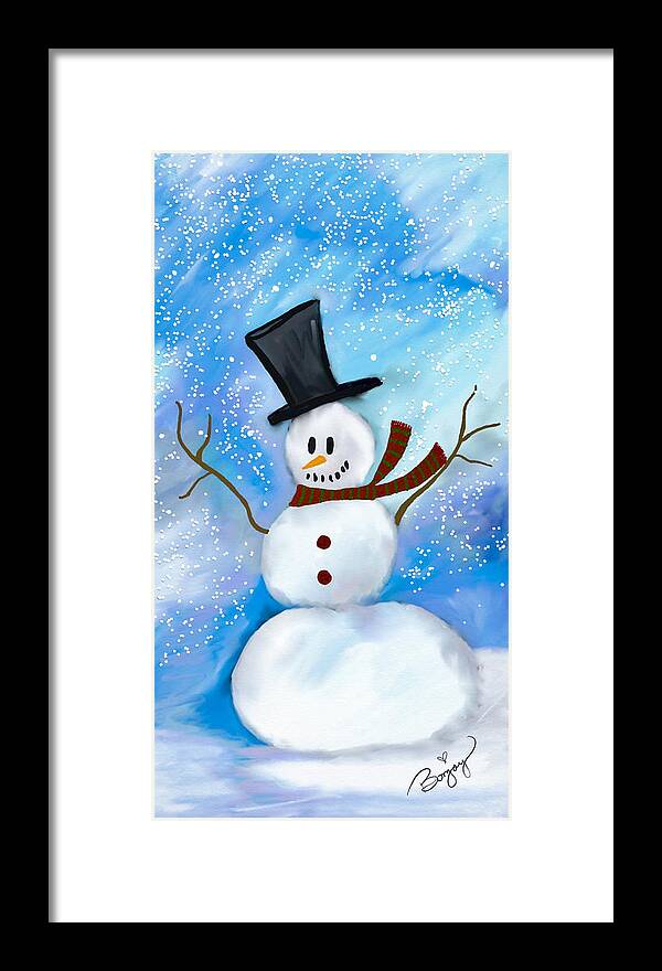 Snowman Framed Print featuring the digital art Snowman by Bonny Puckett