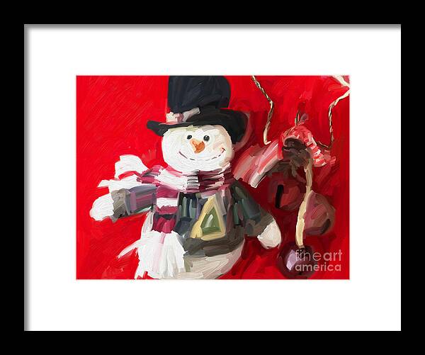 Snowman Christmas Ornament Art Framed Print featuring the digital art Snowman Christmas Ornament Art by Patricia Awapara