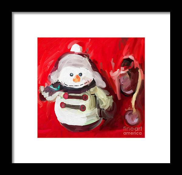 Snowman Ornament Christmas Doll Framed Print featuring the digital art Snowman Ornament Christmas Doll by Patricia Awapara