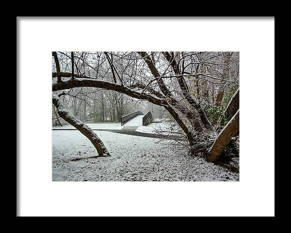 Rochester Framed Print featuring the photograph Snowy Foot Bridge DSC_2711 by Michael Thomas