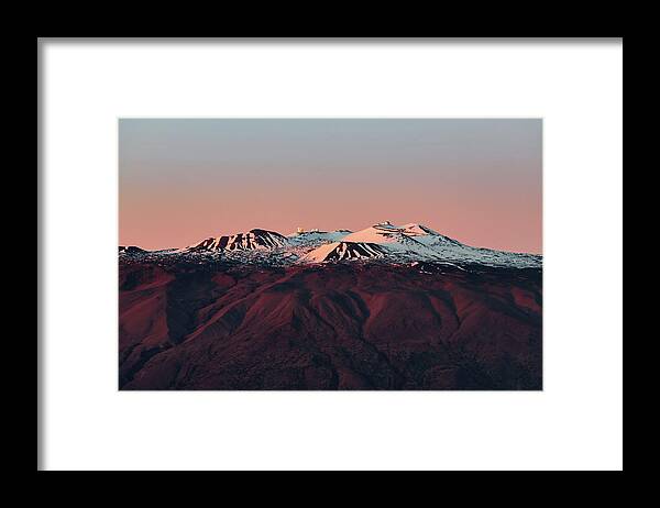Mauna Kea Framed Print featuring the photograph Snowy Mauna Kea Sunset by Jason Chu