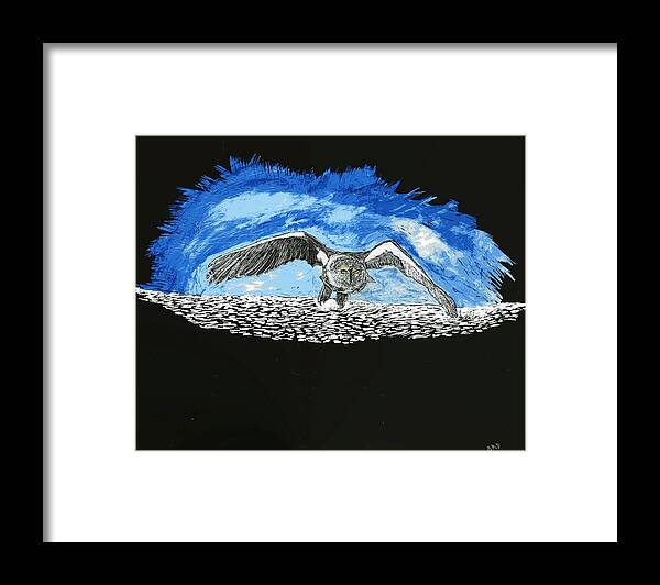 Snowy Owl Framed Print featuring the drawing Snowy Owl by Branwen Drew