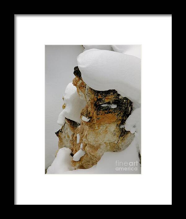 Rock Framed Print featuring the photograph Snowy Rock Face by Kae Cheatham