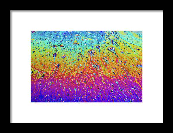 Bubble Framed Print featuring the photograph Soap Bubble Macro Refraction by SR Green