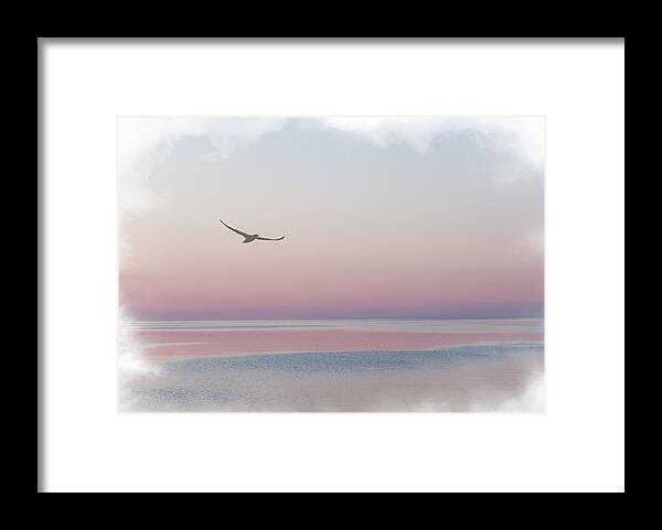 Sea Framed Print featuring the mixed media Soaring Over Cow Head Bay by Moira Law