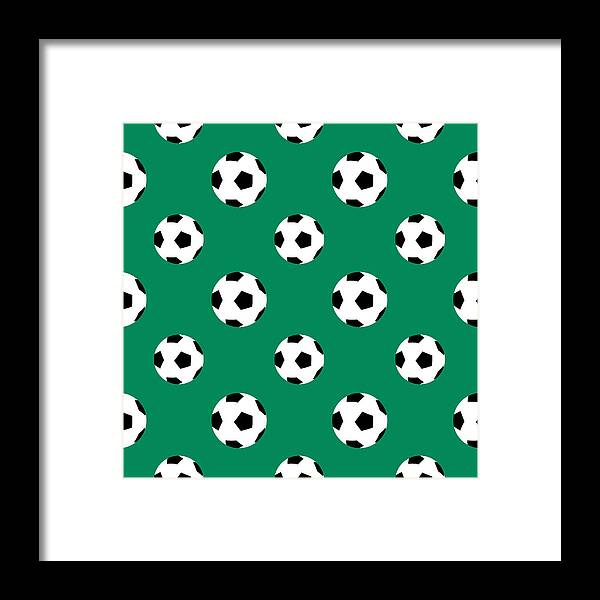 Grass Framed Print featuring the drawing Soccer Ball Seamless Pattern by RobinOlimb