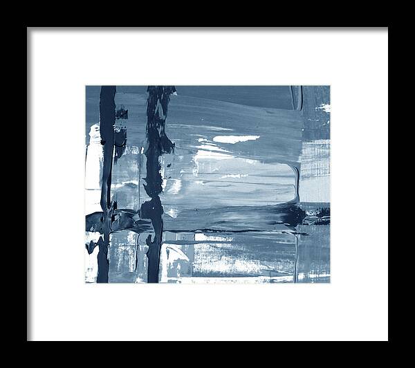 Modern Framed Print featuring the painting Soft Blue Brush Strokes Modern Decor Contemporary Wall Art VII by Irina Sztukowski