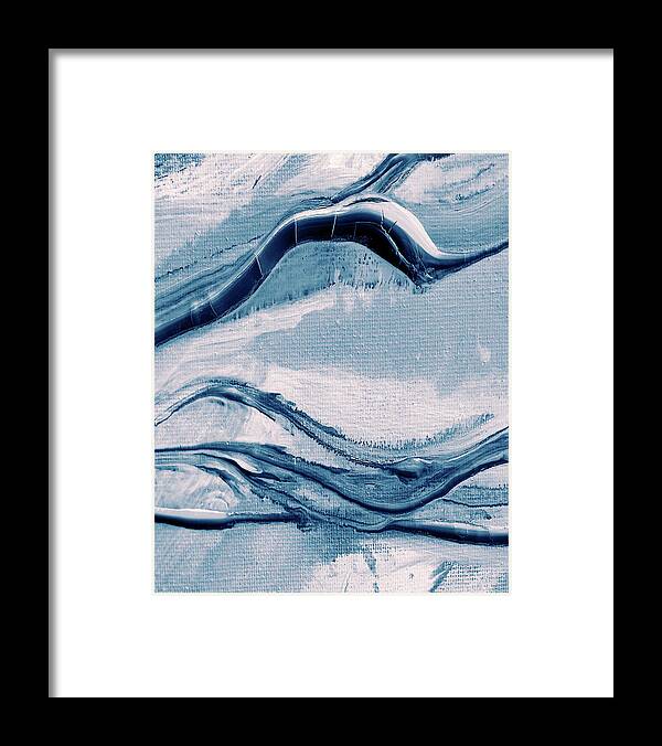 Soft Blue Framed Print featuring the painting Soft Blue Organic Lines Ocean Marble Contemporary Abstract Art I by Irina Sztukowski