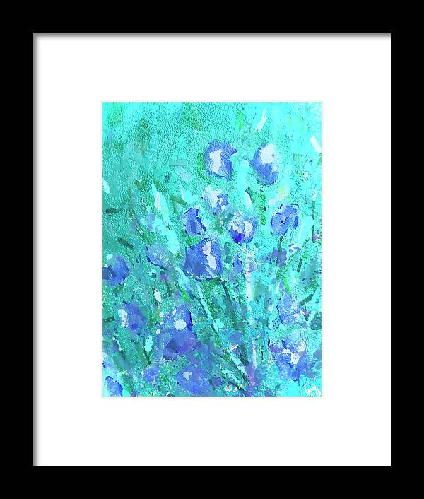 Soft Framed Print featuring the digital art Softly in Blue by Eileen Backman
